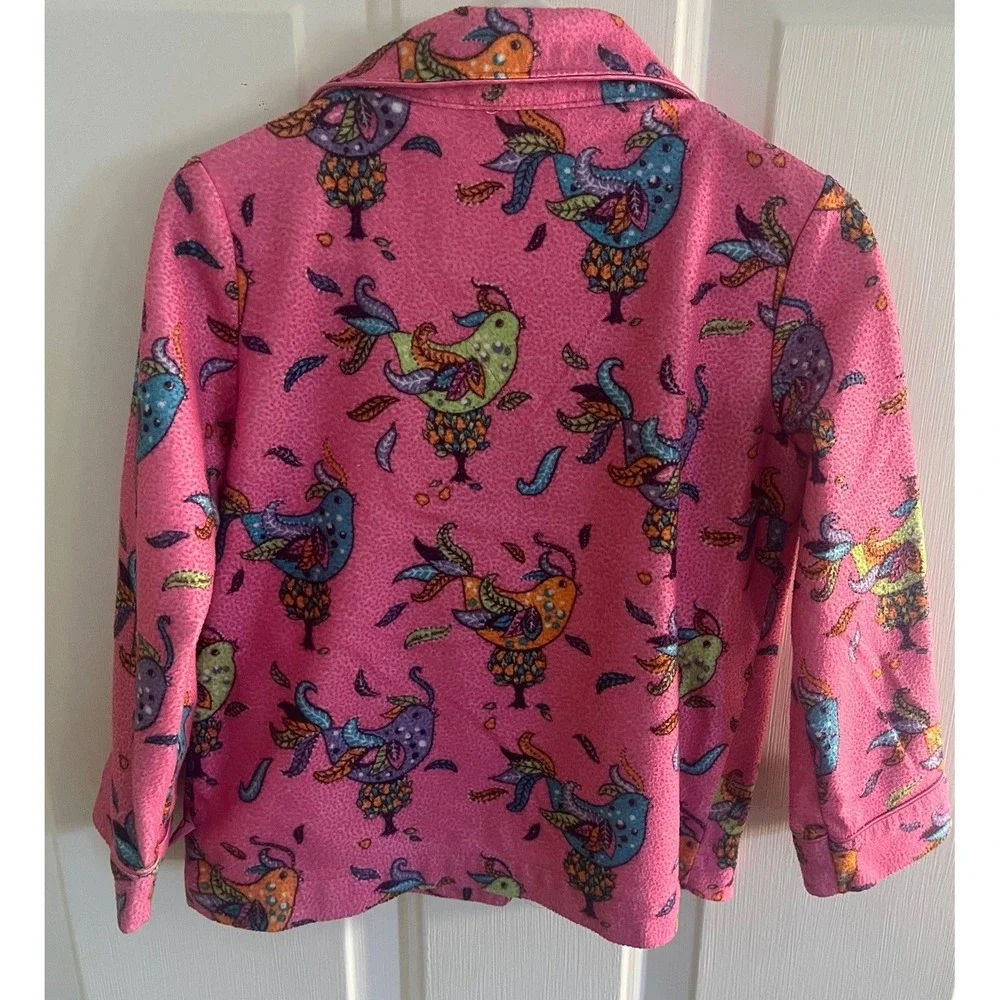 Nick & Nora‎ Vintage Y2K Girls Colorful Hummingbird Print Flannel Pajama Set 3T